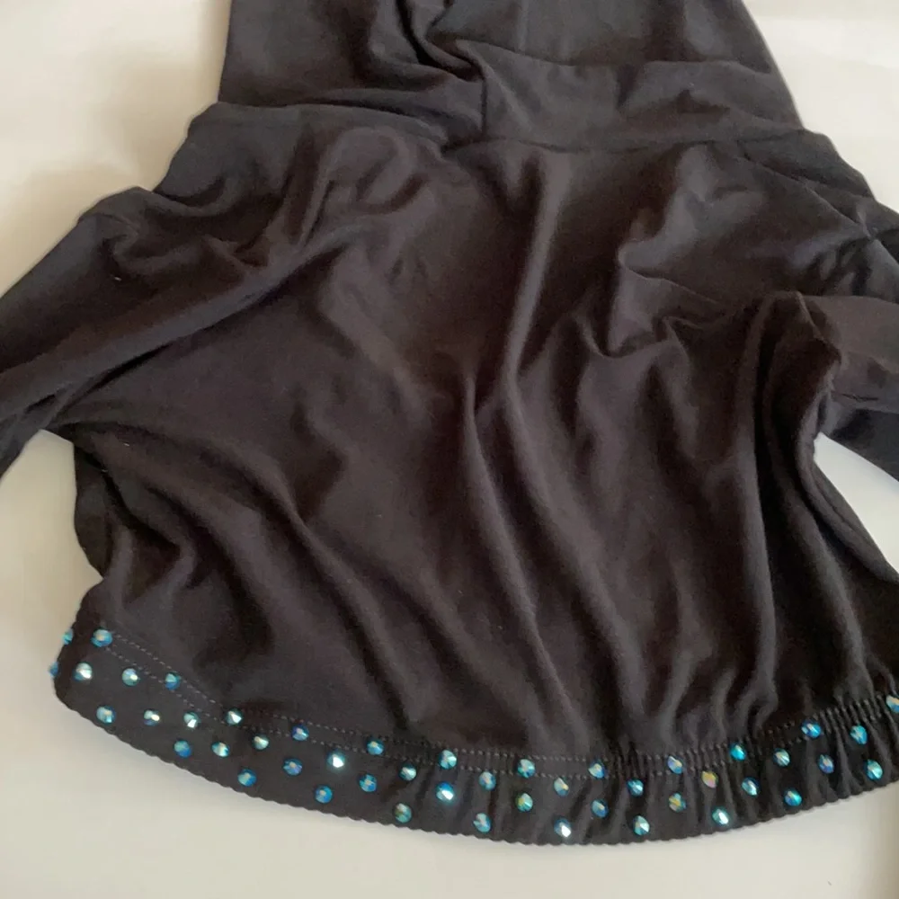 Balera black hooded crop top Swarovski crystals L